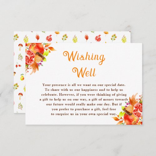 Autumn Fall Harvest Wedding Wishing Well Enclosure Card
