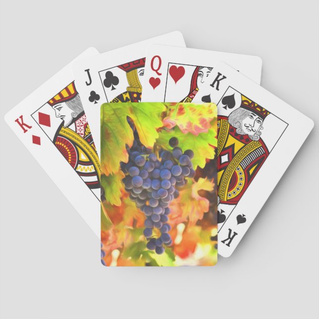 Autumn Fall Harvest Wine Country Vineyard Poker Cards (Back)