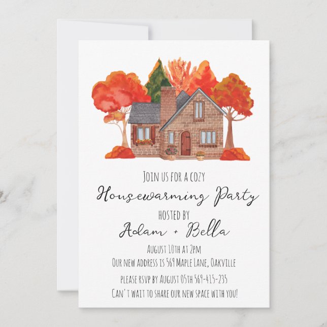 autumn fall housewarming invitations (Front)