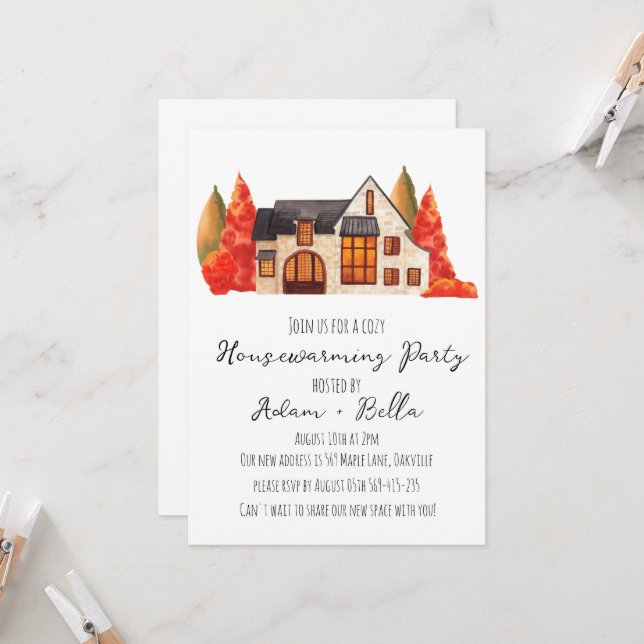 autumn fall housewarming invitations (Front/Back In Situ)