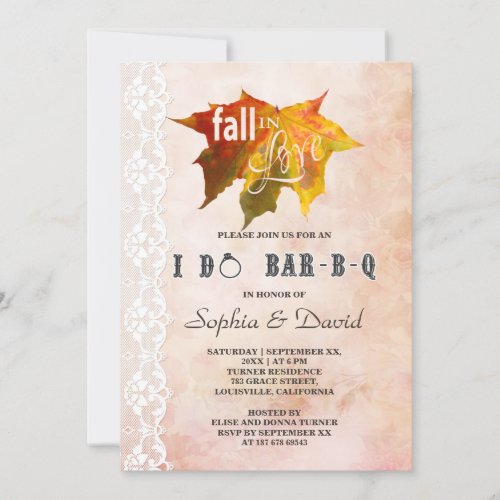 Autumn Fall in Love Lace I DO BBQ Invitation