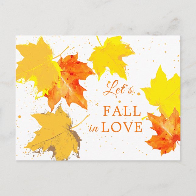 Autumn Fall in Love Wedding Announcement Postcard (Front)