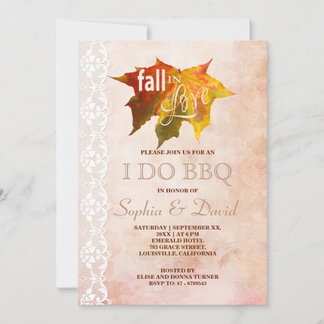 Autumn Fall in Love Wedding I DO BBQ Invitation (Front)