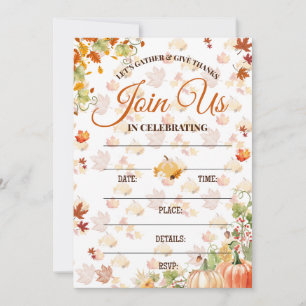 Autumn Fall Invitation with Pumpkins