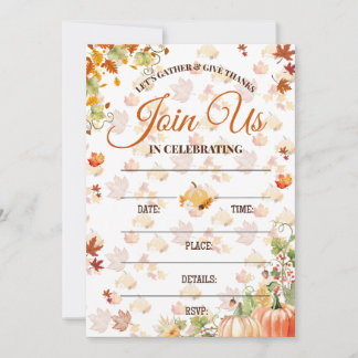Autumn Fall Invitation with Pumpkins