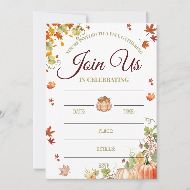 Autumn Fall Invitation with Pumpkins (Front)