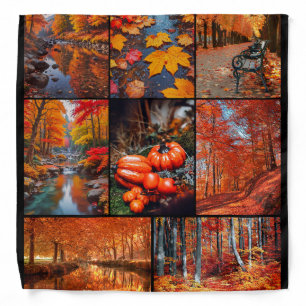 Autumn Fall Landscape Photo Collage Art Bandana
