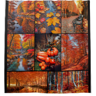 Autumn Fall Landscape Photo Collage Art Shower Curtain