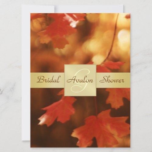 Autumn Fall Leaf Bridal Shower Monogram Invitation