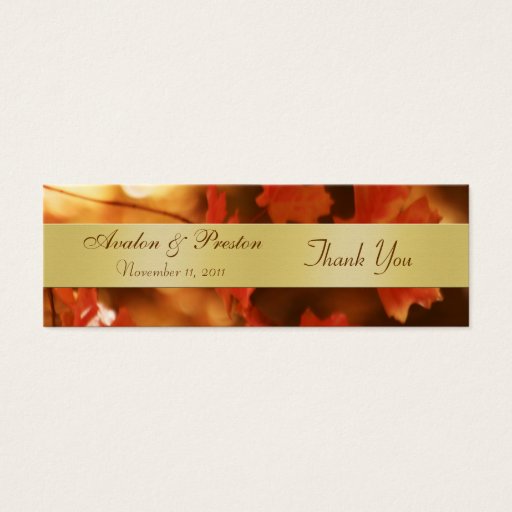 Customizable Autumn Fall Leaf Gold Wedding Favor Tag Business Card Template