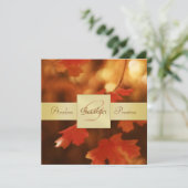 Autumn Fall Leaf Monogram Gold Ribbon Invitation (Standing Front)