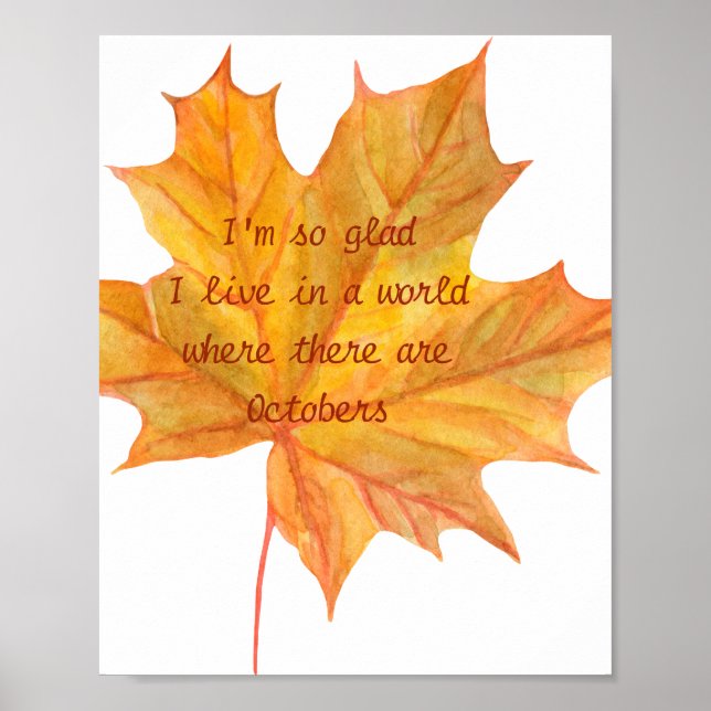 Autumn Fall Leaf Quote Poster (Front)
