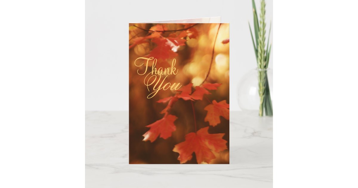 Autumn Fall Leaf Thank You Greeting Card | Zazzle