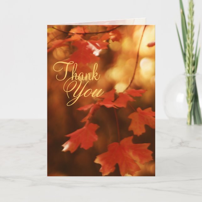 Autumn Fall Leaf Thank You Greeting Card (Front)