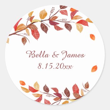 Autumn Fall Leaf Wedding Stickers by FancyMeWedding at Zazzle