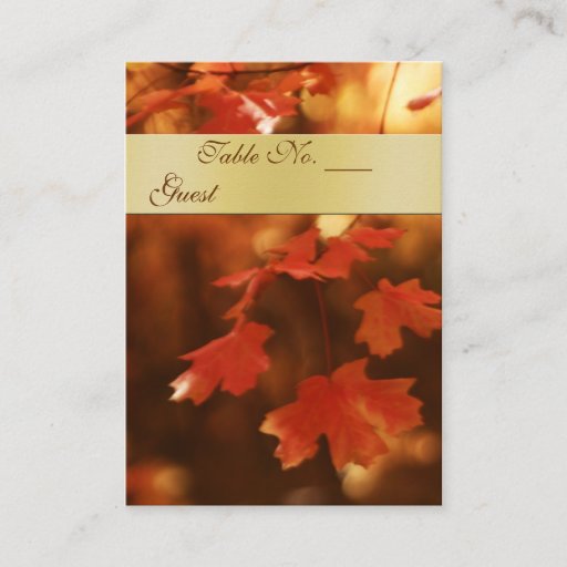 Customizable Autumn Fall Leaf Wedding Table Setting PlaceCard Business Card Templates