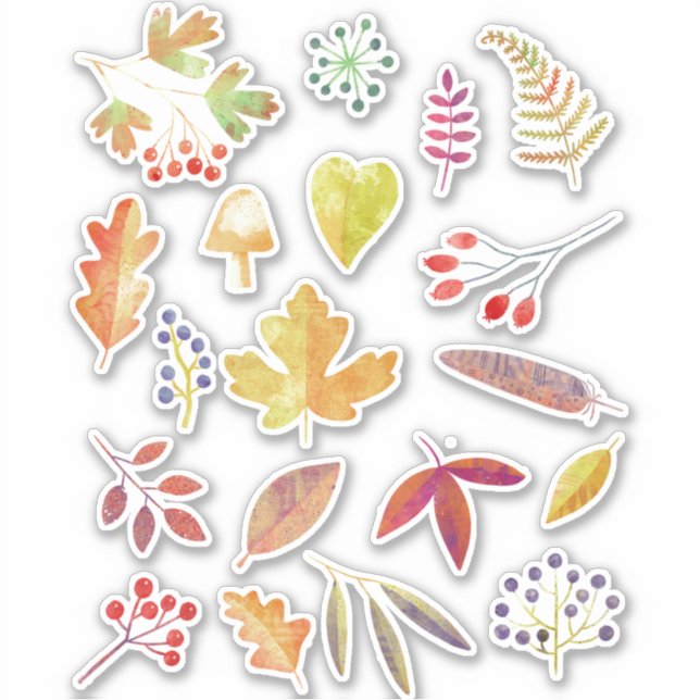 Autumn Fall Leaves and Berries Nature Sticker (Front)