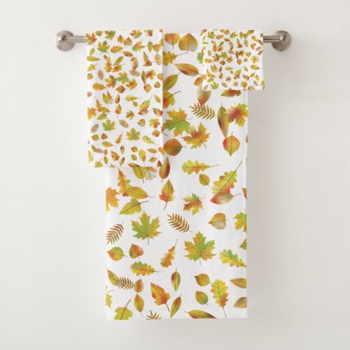 Autumn Fall Leaves Bath Towel Set