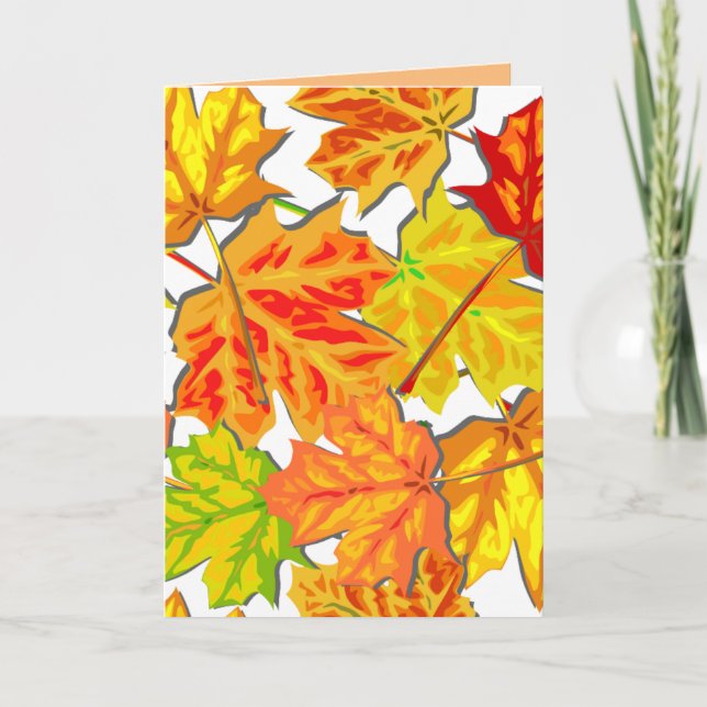 AUTUMN FALL LEAVES BIRTHDAY CARD BIG (Front)