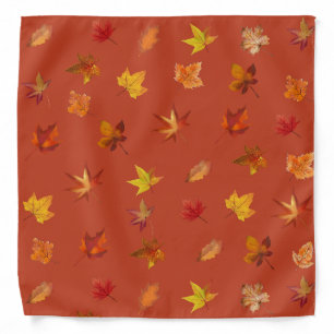 Autumn Fall leaves Boho Pattern Bandana