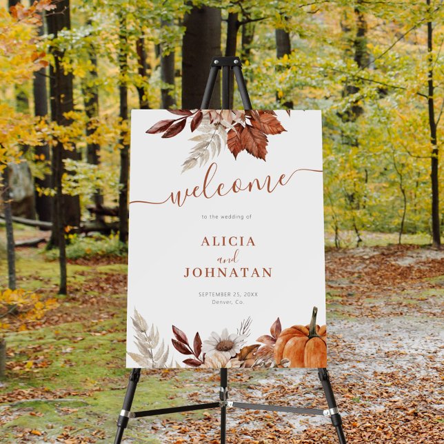 Autumn fall leaves boho wedding welcome sign (Creator Uploaded)