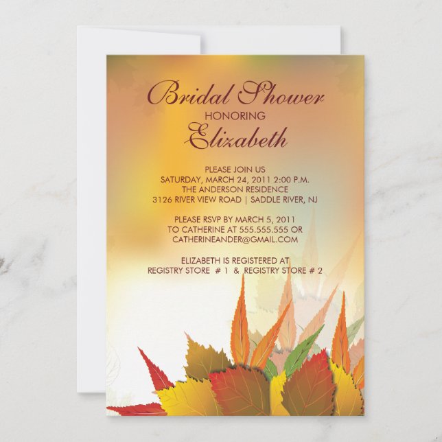 Autumn Fall Leaves Bridal Shower Invitation (Front)