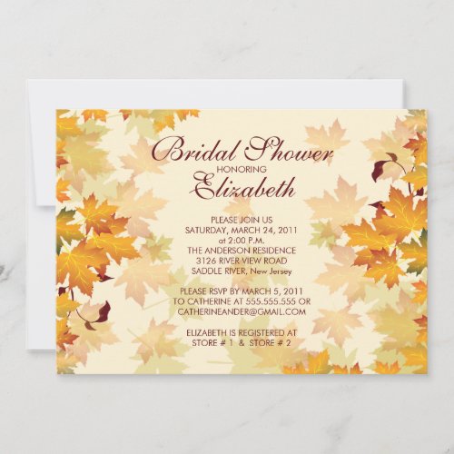 Autumn Fall Leaves Bridal Shower Invitation