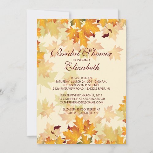 Autumn Fall Leaves Bridal Shower Invitation