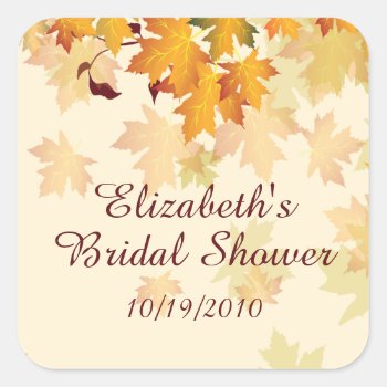 Autumn Fall Leaves Bridal Shower Sticker by celebrateitweddings at Zazzle