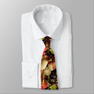 Autumn Fall leaves, chestnuts mushrooms photo Neck Tie