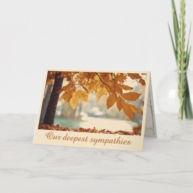 Autumn Fall Leaves Condolences Sympathy Thank You Card (Front)