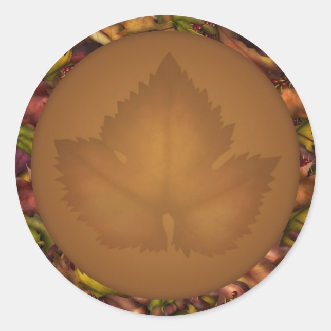 Autumn Fall leaves Cupcake Toppers Stickers (Front)
