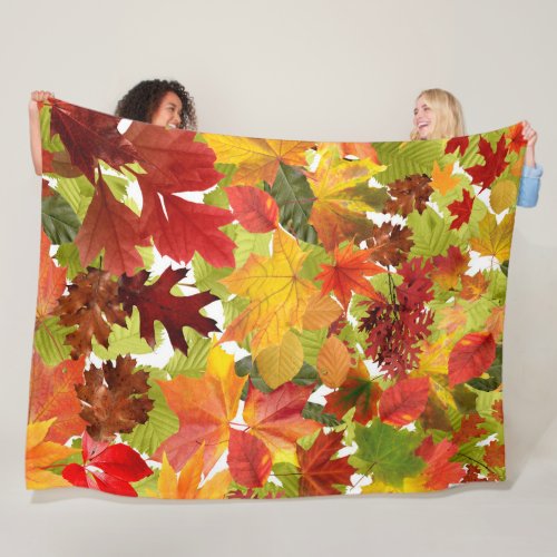 Autumn Fall Leaves Fleece Blanket