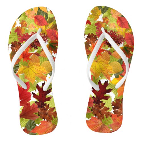 Autumn Fall Leaves Flip Flops