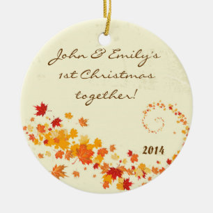 Autumn Fall Leaves Flor Personalized Name Ornament