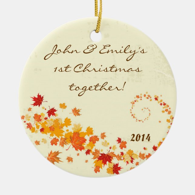 Autumn Fall Leaves Flor Personalized Name Ornament (Front)