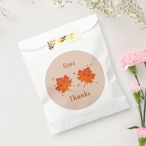 Autumn Fall Leaves Give Thanks Thanksgiving Family Favor Bag