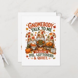 Autumn Fall Leaves Introvert Gnomes Thanksgiving Invitation