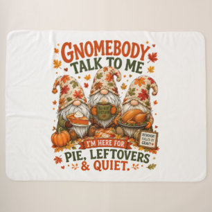 Autumn Fall Leaves Introvert Gnomes Thanksgiving Sherpa Blanket
