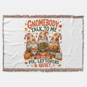 Autumn Fall Leaves Introvert Gnomes Thanksgiving Throw Blanket