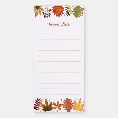 Autumn Fall Leaves  Magnetic Notepad