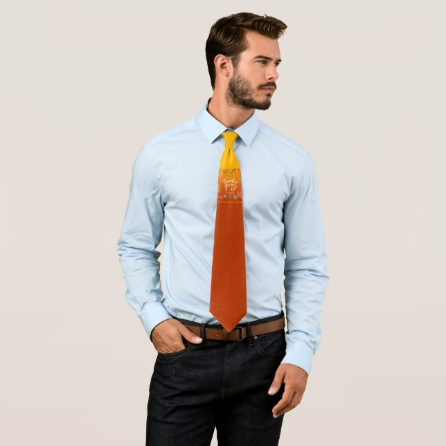 Autumn Fall Leaves Modern Happy Thanksgiving Neck Tie (In Situ)