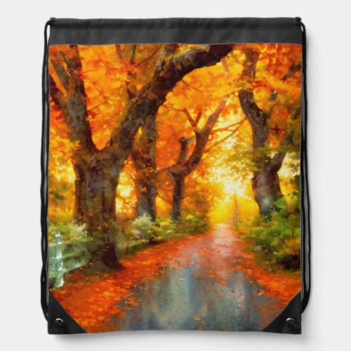 AutumnFallLeavesnature  Drawstring Bag