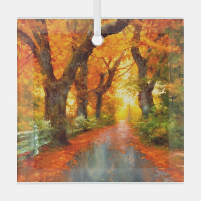 Autumn/Fall/Leaves/nature  Glass Ornament (Front)