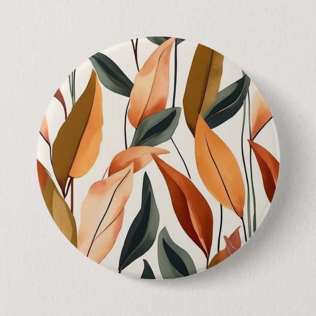 Autumn Fall Leaves Nature Leaf Abstract Autumnal Button (Front)