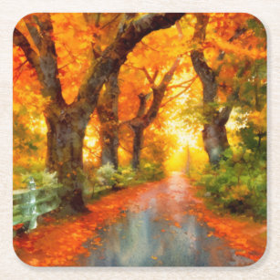 Autumn/Fall/Leaves/nature  Square Paper Coaster
