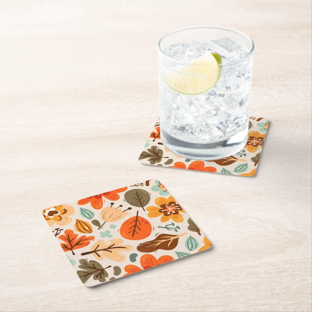 Autumn Fall Leaves Paper Coasters (Insitu)