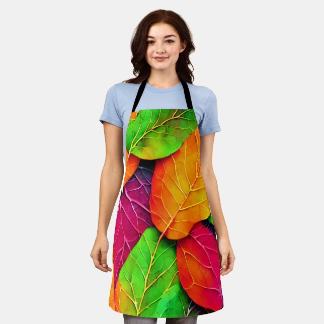 Autumn Fall Leaves Pattern   Apron (Worn)