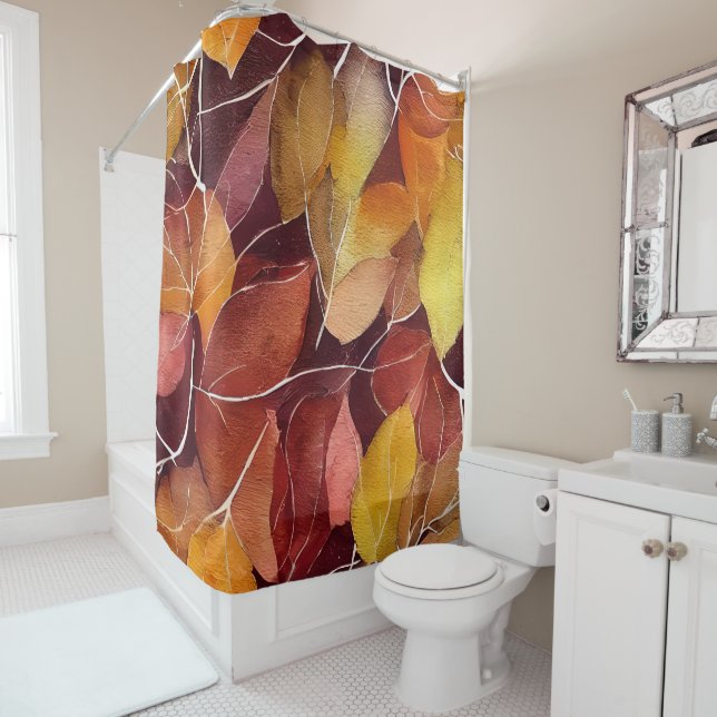 Autumn Fall Leaves Pattern    Shower Curtain (In Situ)