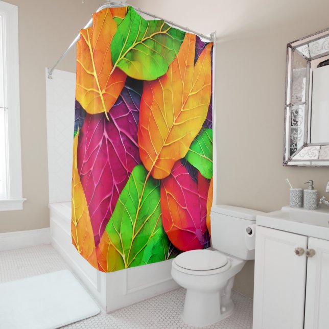 Autumn Fall Leaves Pattern   Shower Curtain (In Situ)